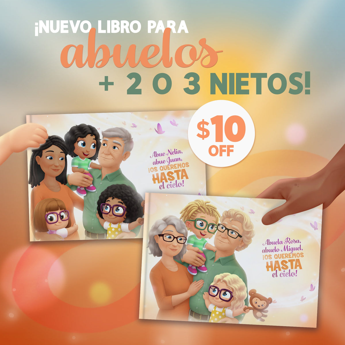 ¡Comparte el amor con nuestro libro personalizado para abuelos con 2 o 3 nietos!