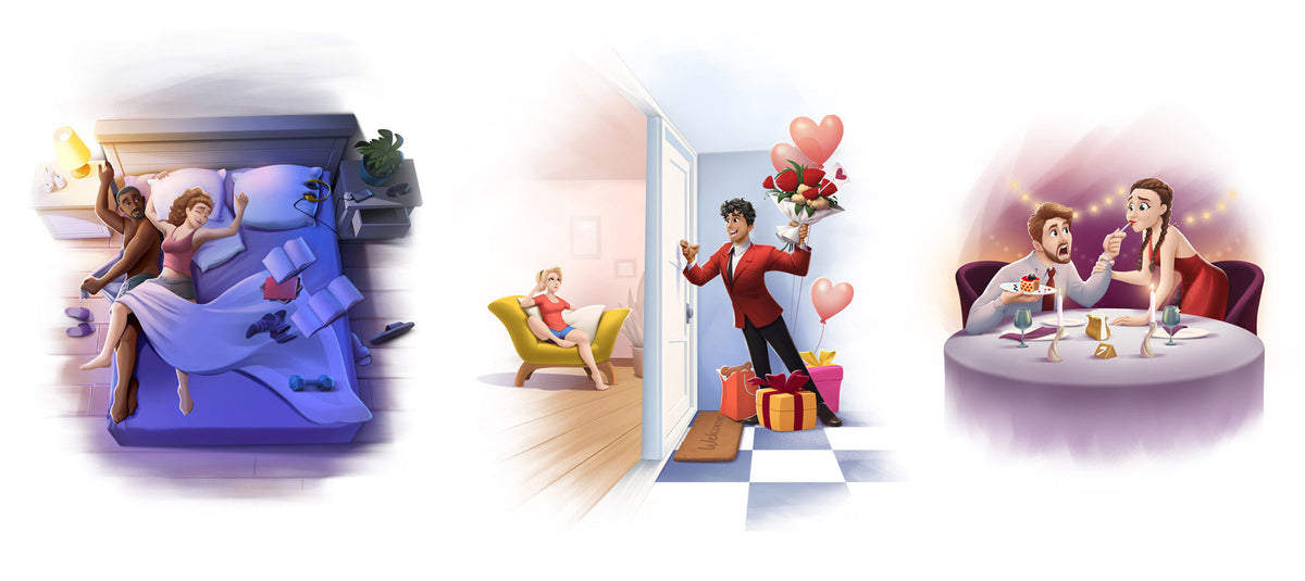 Ilustrations from perfectly imperfect book for couples