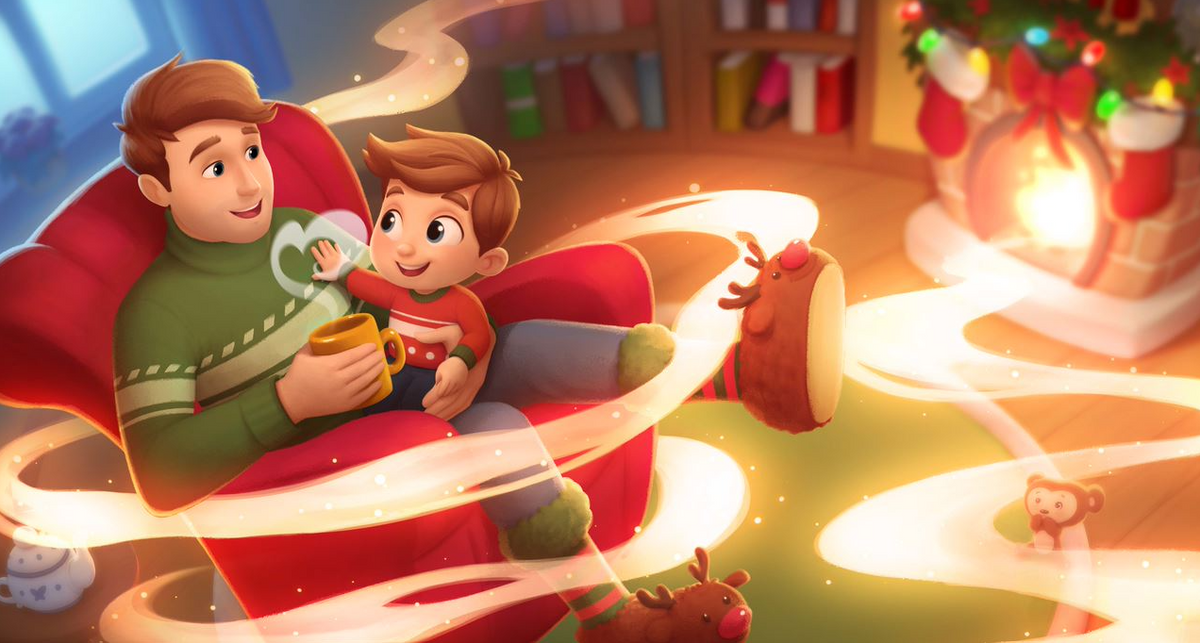 An illustration from the best personalized Christmas book for dad and kid.