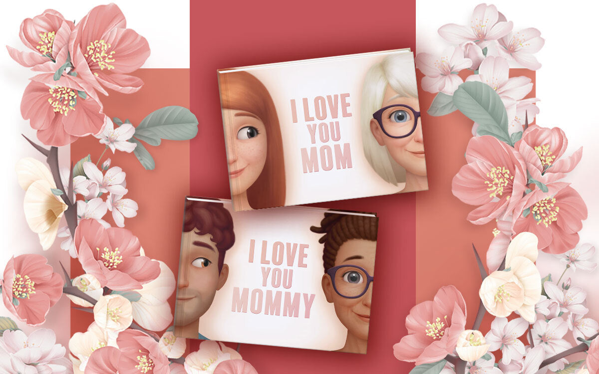 The cover of a personalized book for mom, I Love You Mom, the best gift for Christmas, Mother's Day, birthdays or just because.