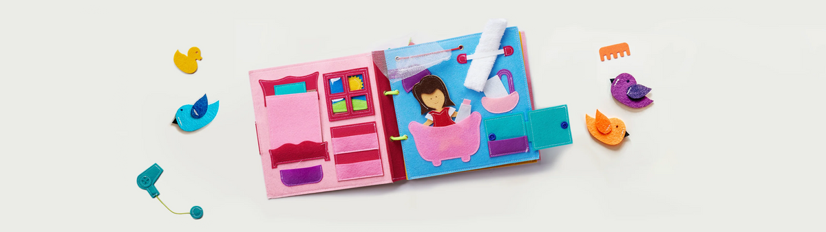 Ours are personalized with your kiddo's name & handmade from fun combinations of cotton fabrics, felt, beads, cords, buttons, and zippers to offer many different options for interaction.