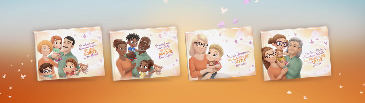 personalized books for grandpa, grandma, or both grandparents with 1, 2, or 3 grandkids