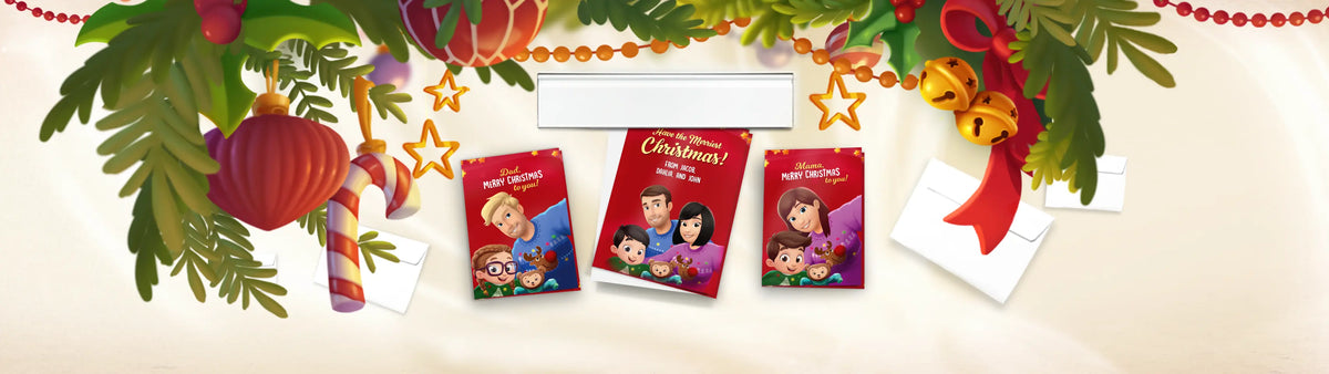 Personalized Christmas Cards from Hooray Heroes are simple yet perfect Christmas gifts! Create one to tag along with a personalized book or give all on its own!