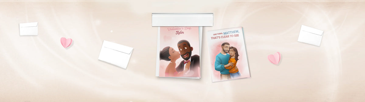 Love is in the air, and now it can be in a personalized card! Say “I love you” in style this Valentine’s Day to your partner with one of our NEW cards for couples.