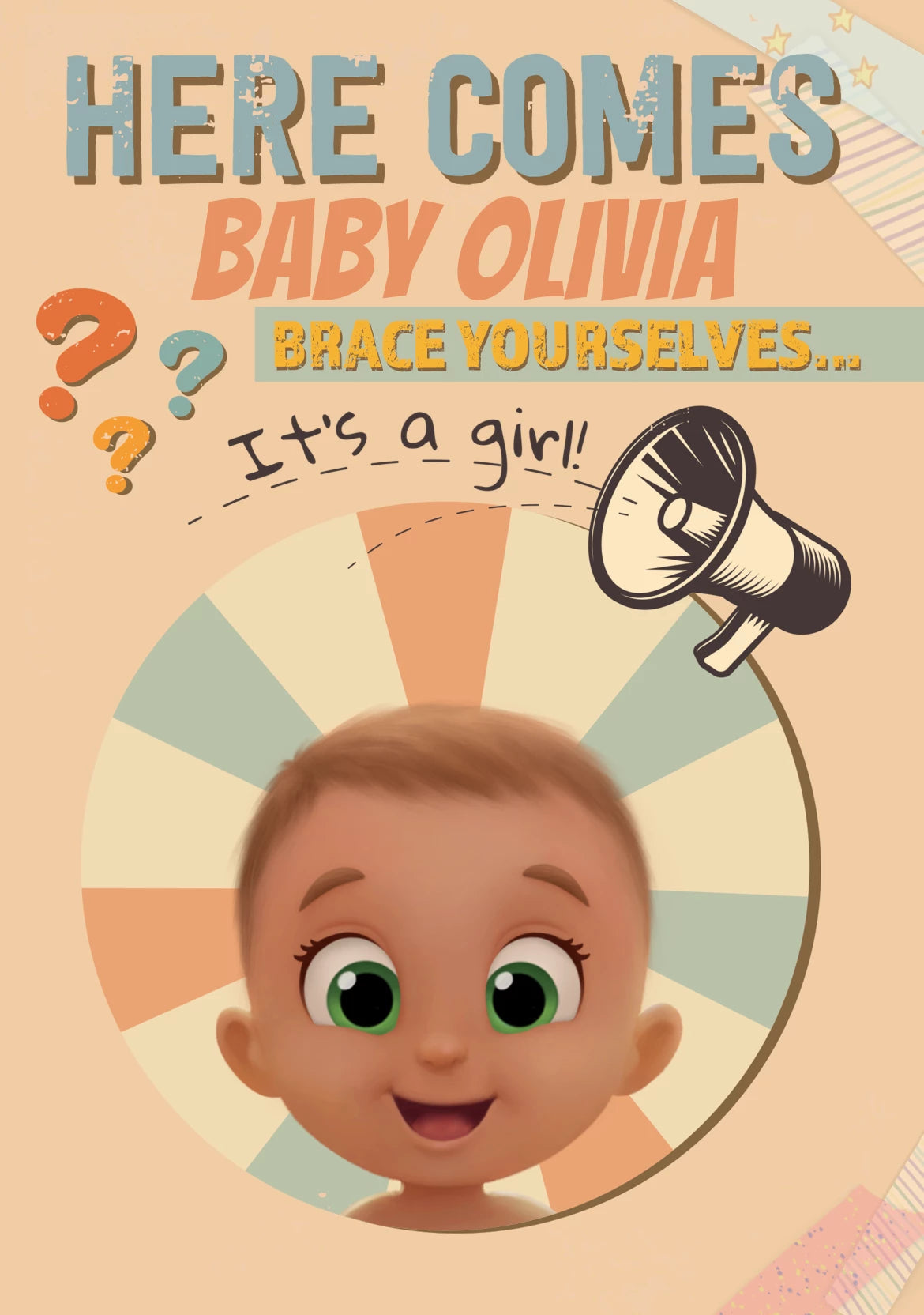 Here Comes New Baby Olivia Card