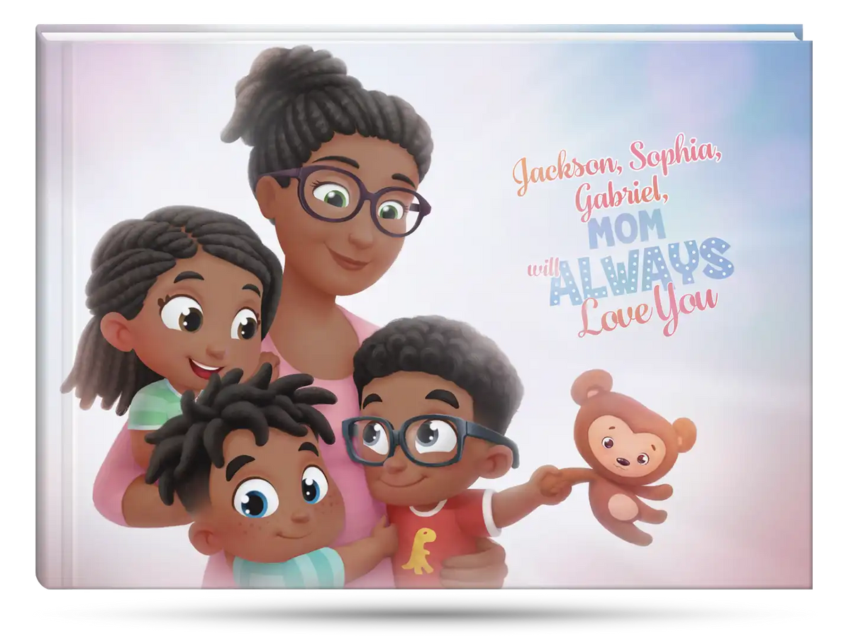 Custom book for mother and her three kids is a heartfelt keepsake for life.