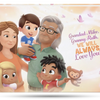 Cover of the personalized book for grandparents and 3 kids.