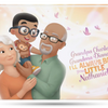 In this personalized book for grandparents, granny, grandpa and a grandkid are gathered.