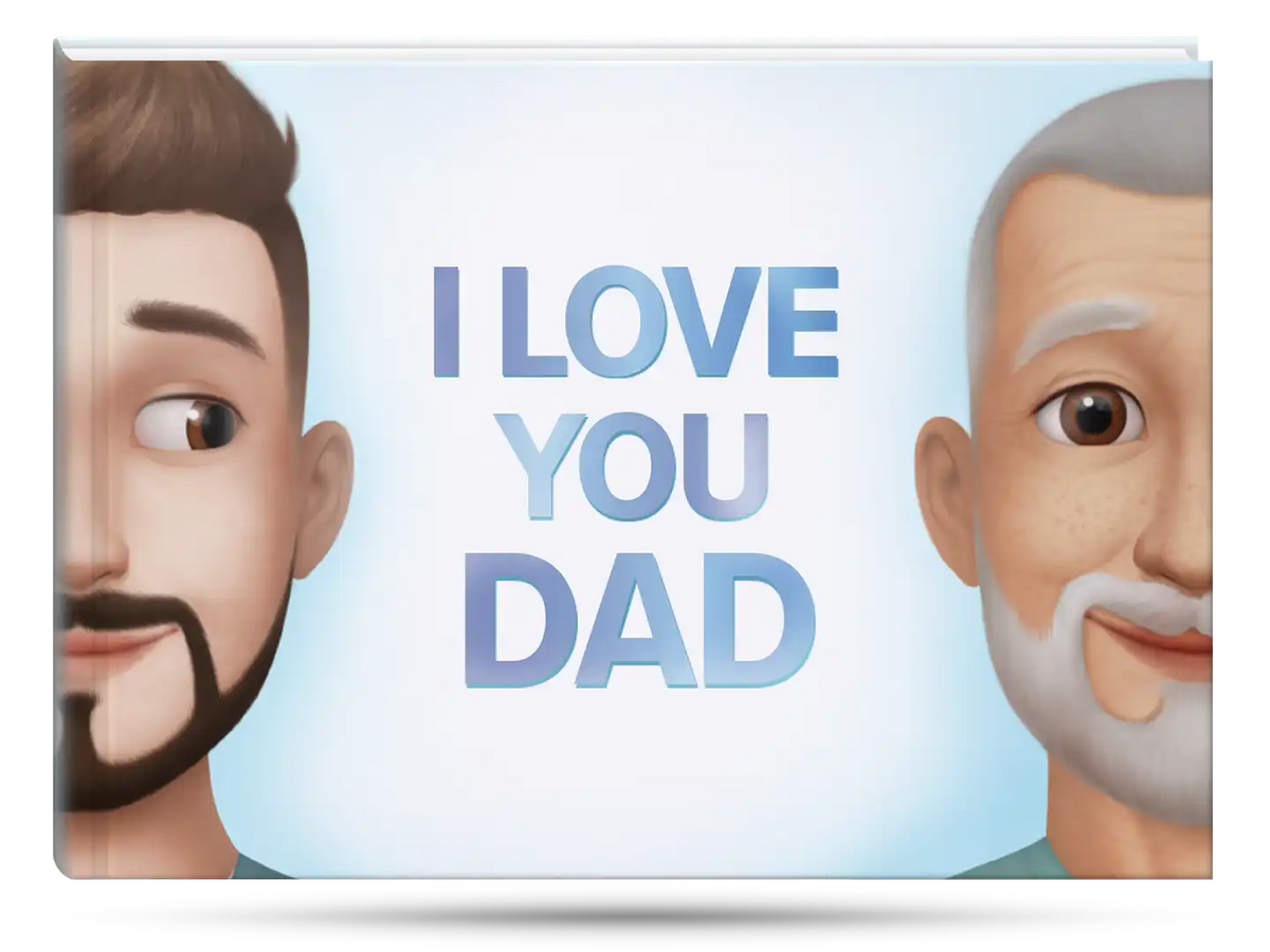 This is the hardcover of the best gift idea for Dad: the personalized book "I Love you Dad".