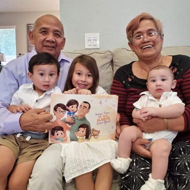 The perfect gift idea for Grandma and Grandpa, a customized book for granny, grandpa, and two grandkids.