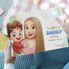 Cover of 'Happy Daddy Day,' a personalized book for dad, with kid and mom on the cover.