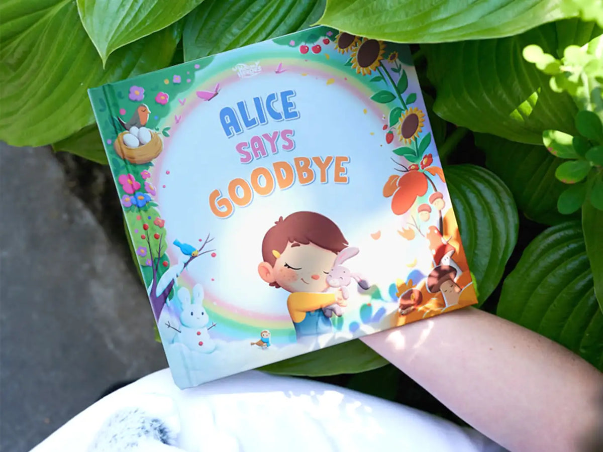 Cover of a personalized book about death offers a hopeful story of how no goodbye is ever truly the end.