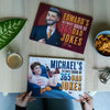 Two covers of our hot personalized book of dad jokes to choose from.