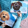 Two custom memorial dog books—"Max, Forever the Brightest Star" and "Loki Was the Goodest Boy"—featuring premium covers and personalized tributes for passed pets.