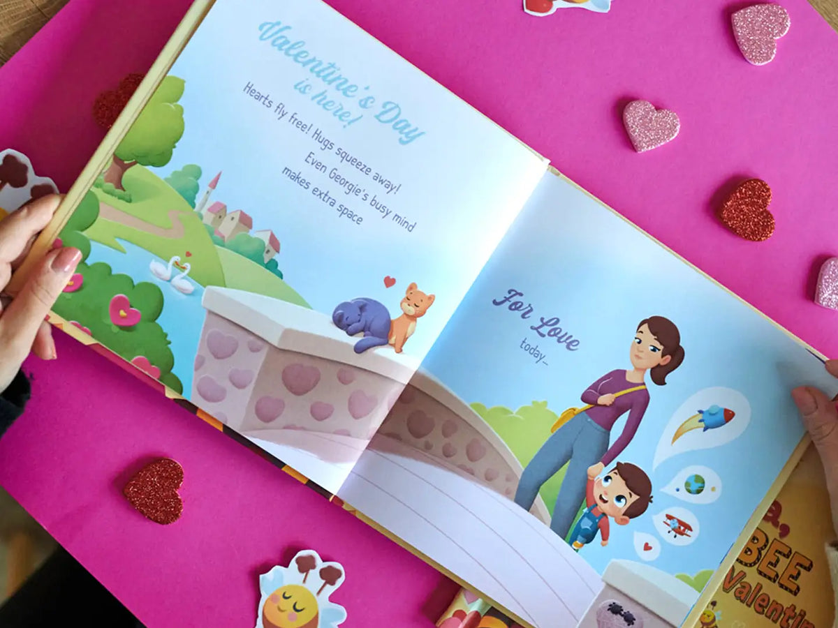 Inside of the personalized book which is the best Valentine's day gift for kids.