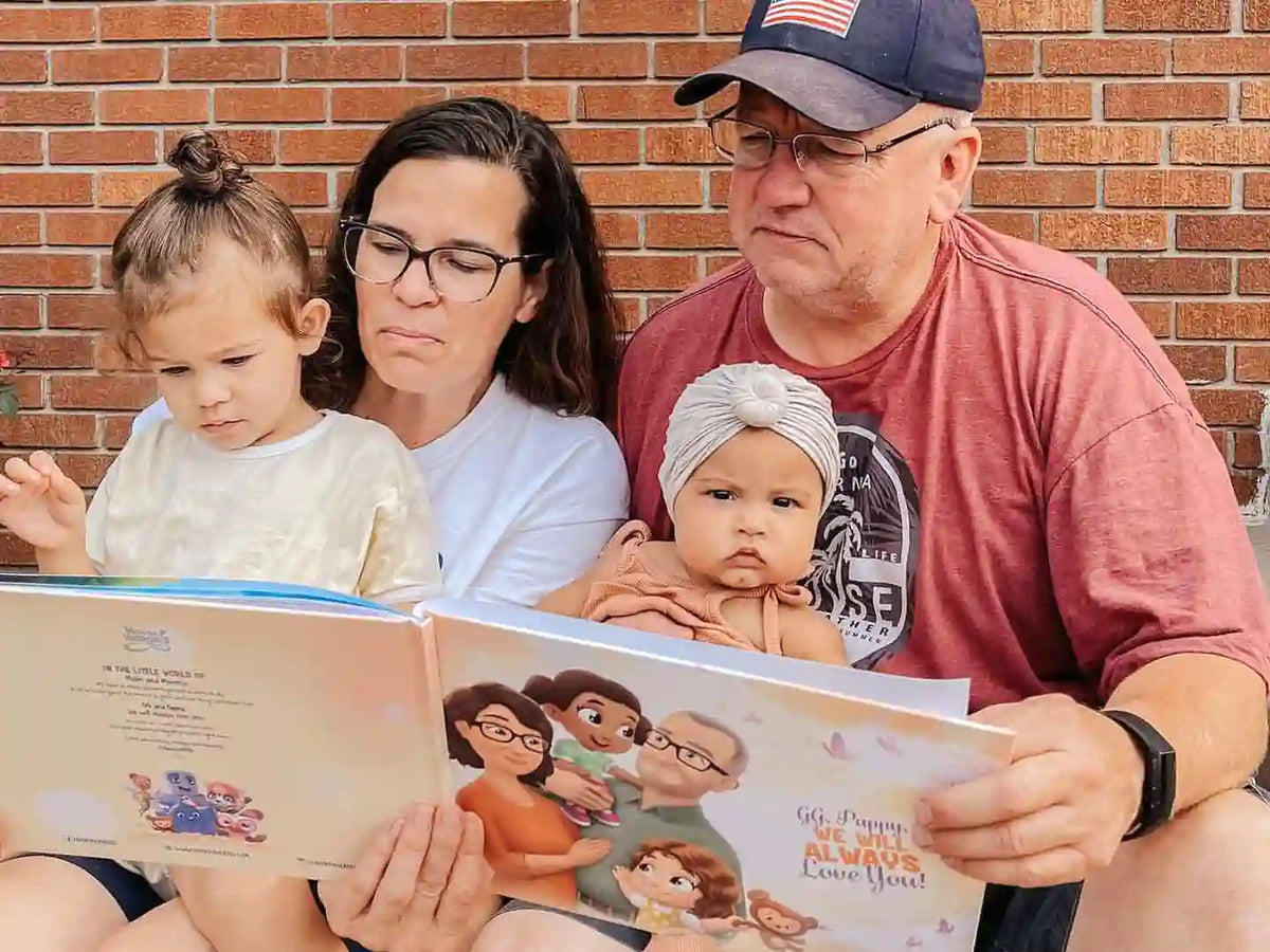 Reading personalized stories from Hooray Heroes' books for grandparents is a lovely family activity.