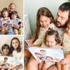 Dads reading a very special gift to his three kids which is a DIY book for Father's Day.