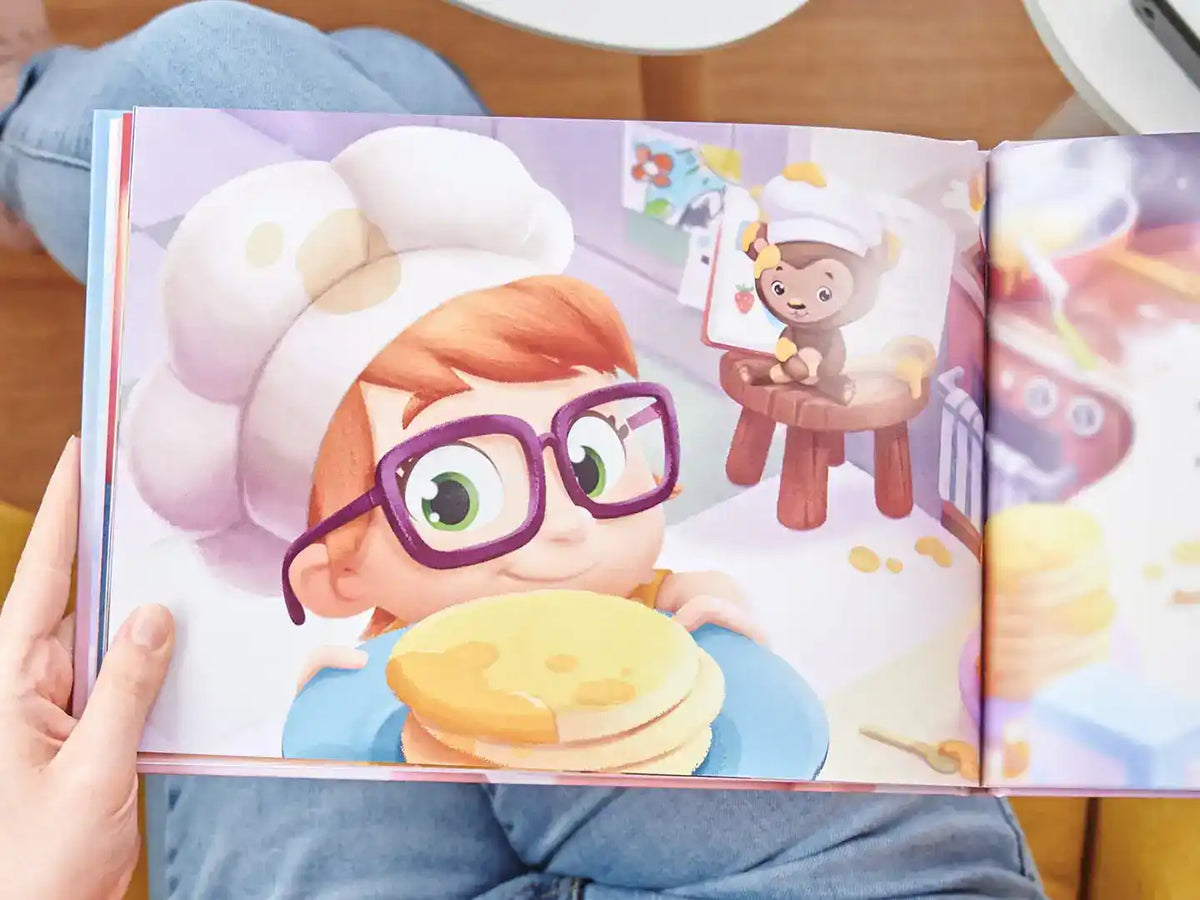 Illustration from custom mom storybook where the kid is full personalized.