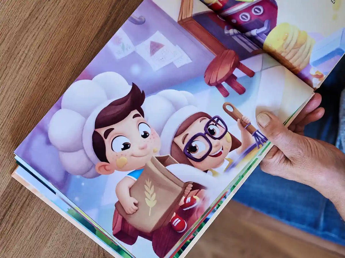 Playing outside, baking a cake or going to the fair are activities you will find in this personalized book for kids and grandparents.