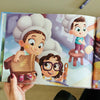 Colorful pages from the personalized book for dad and his three kids which is a great gift for Christmas.