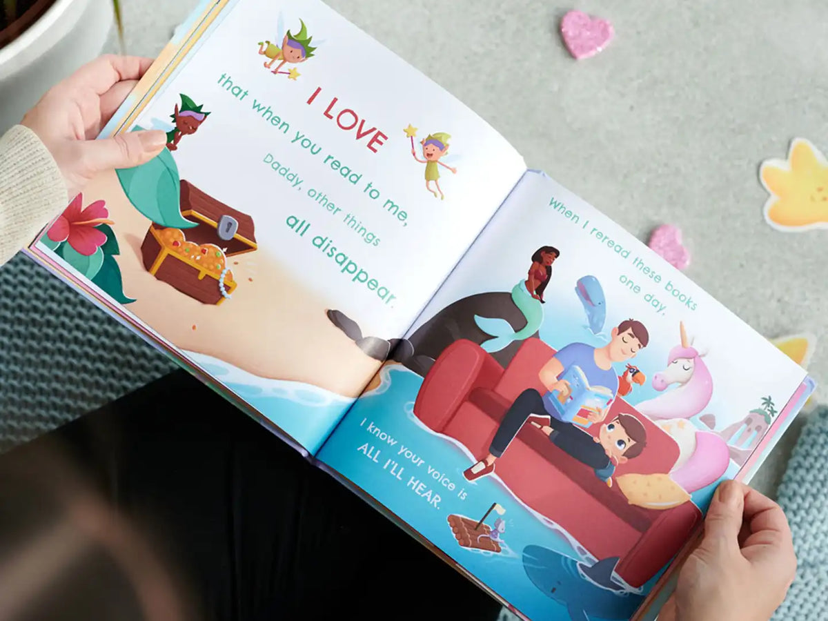Unique gifts for dad are the best and so is this cut personalized book for Father’s Day and illustration about reading with kids.
