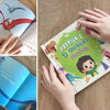 Showing the cover of Patrick's 'Dinosaur Playdate' and colorful illustrations that depict different adventures with dinosaurs.