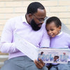 Dad and his kid celebrating their bond with Custom Storybook for Fathers, capturing memories that last a lifetime.