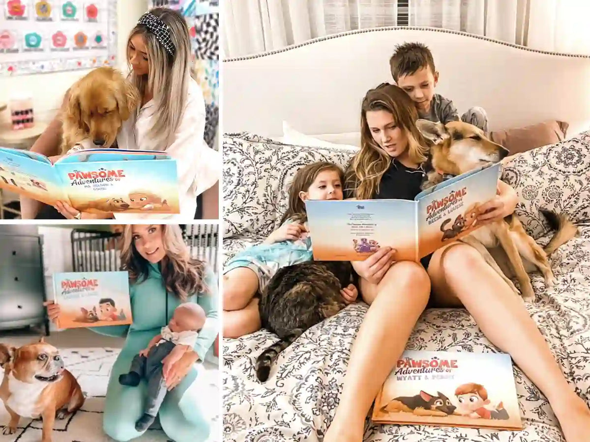 Pet moms reading funny stories from their new bestselling book for pets and kids or even adults.