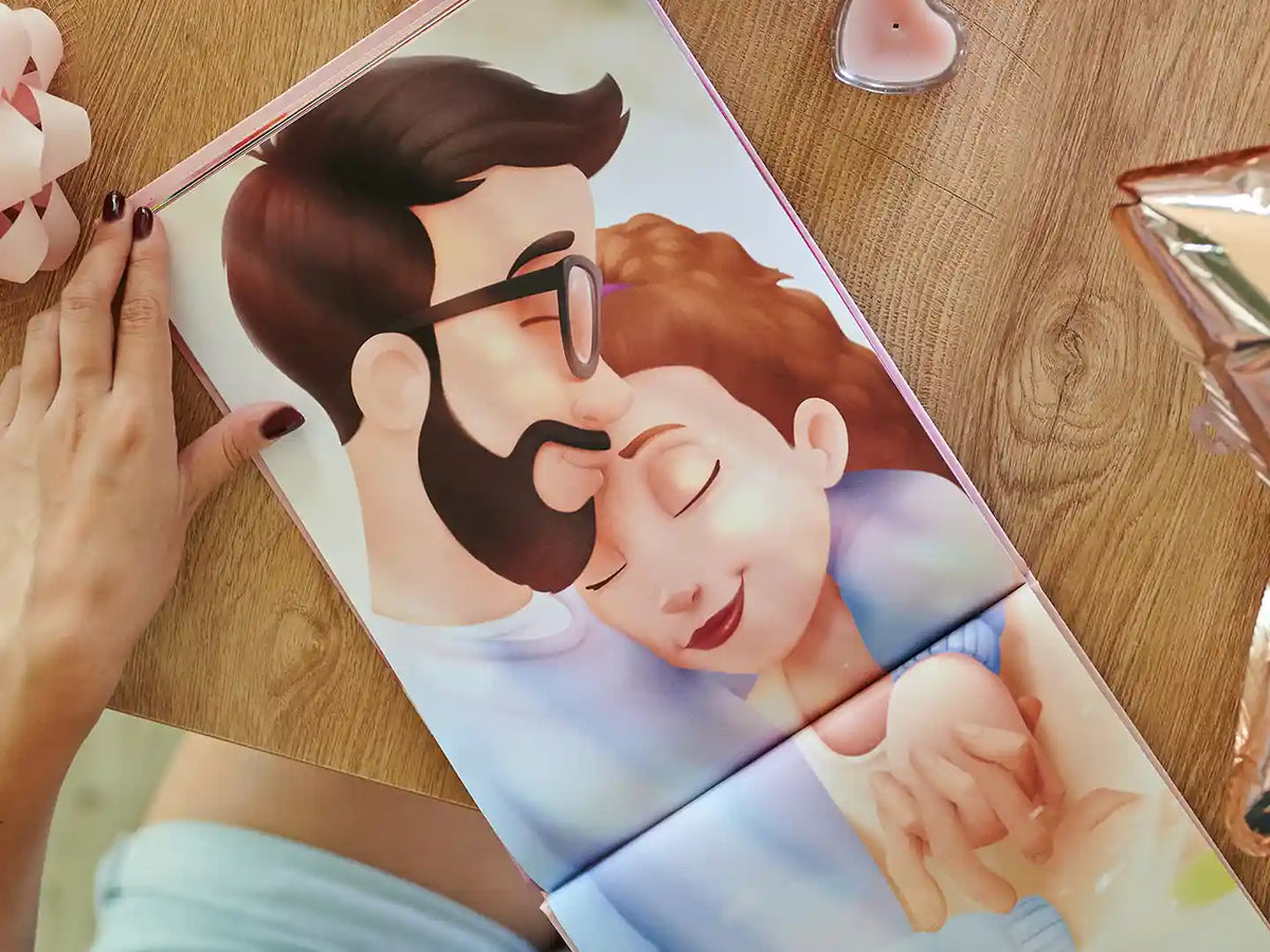 Beautiful illustration of a couple from a personalized couples book which is a great present for Christmas.