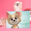 Person holding the dog book 'Flora the Goodest Girl' with a cute cartoon dog on the cover which is a great gift for dog owners.