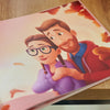 Illustrated loved up couple from custom picture book from Hooray Heroes is a great gift for Christmas.