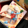 An illustration from a personalized xmas book where daddy and his little one make cookies.