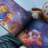 Brightly colored personalized book cover showing two kids and their dog best friends – custom book for dog and kids.