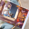 Interior illustration of a personalized dog dad book featuring a man and his dog — a heartfelt Father's Day gift customized with his name.