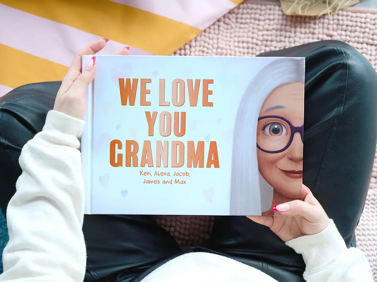 A new personalized book for grandma from her five grandkids is a great gift.